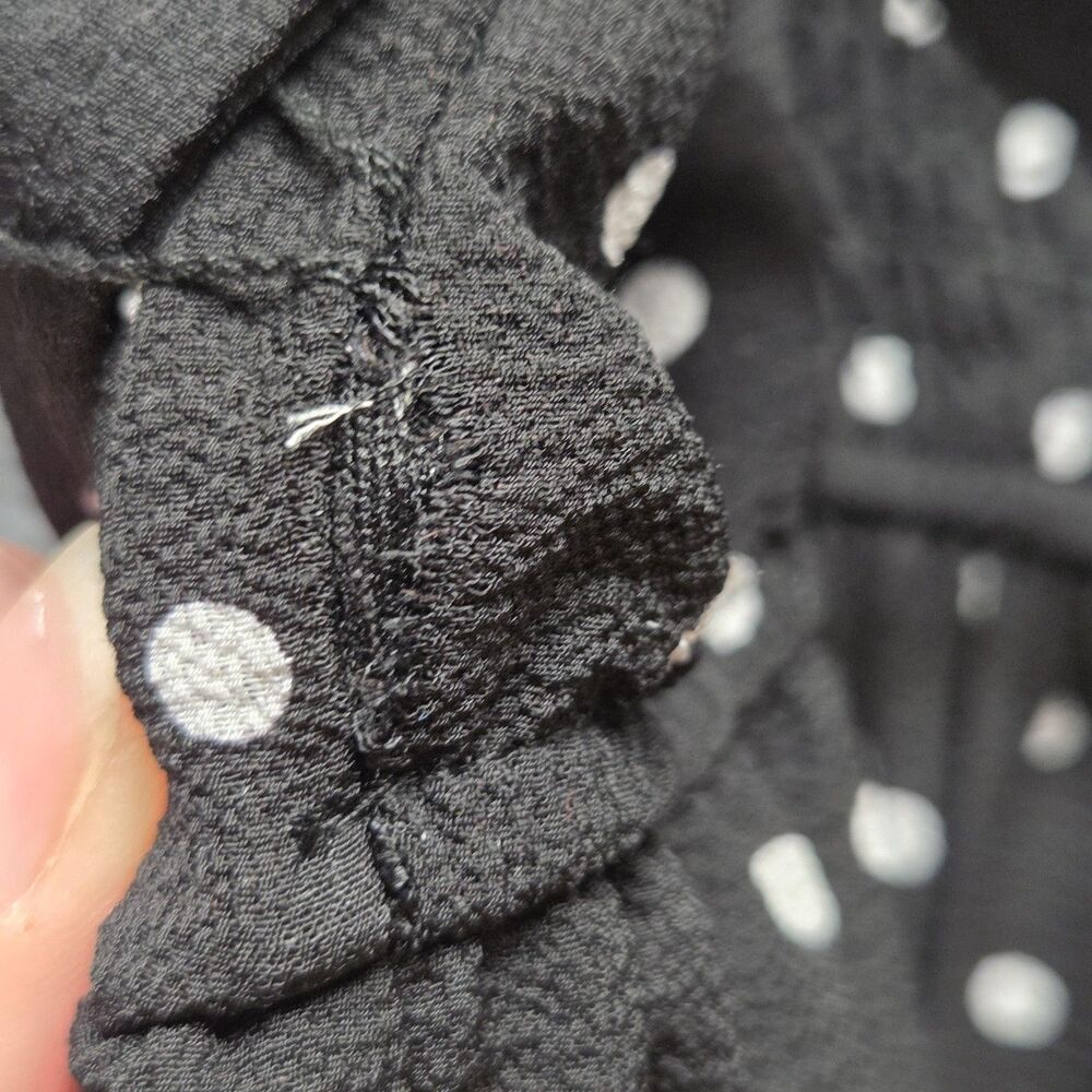 Row A Jumpsuit Womens XL Black White Polka Dot Wide Leg Belted Sleeveless Crepe - Picture 7 of 7